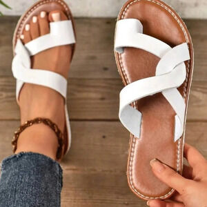 Flat Thong Sandals Plus Size Non-Slip Slip On Woven Casual